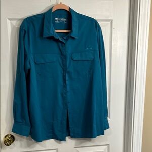 Ariat TEK Blue Button Down Shirt with Collared Neckline